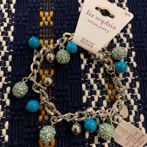 Bracelet silver tone with blue